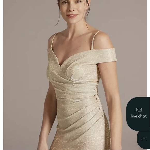 Oleg Cassini Dresses & Skirts - Oleg Cassini Sparkling Gold Off-Shoulder Maxi Dress